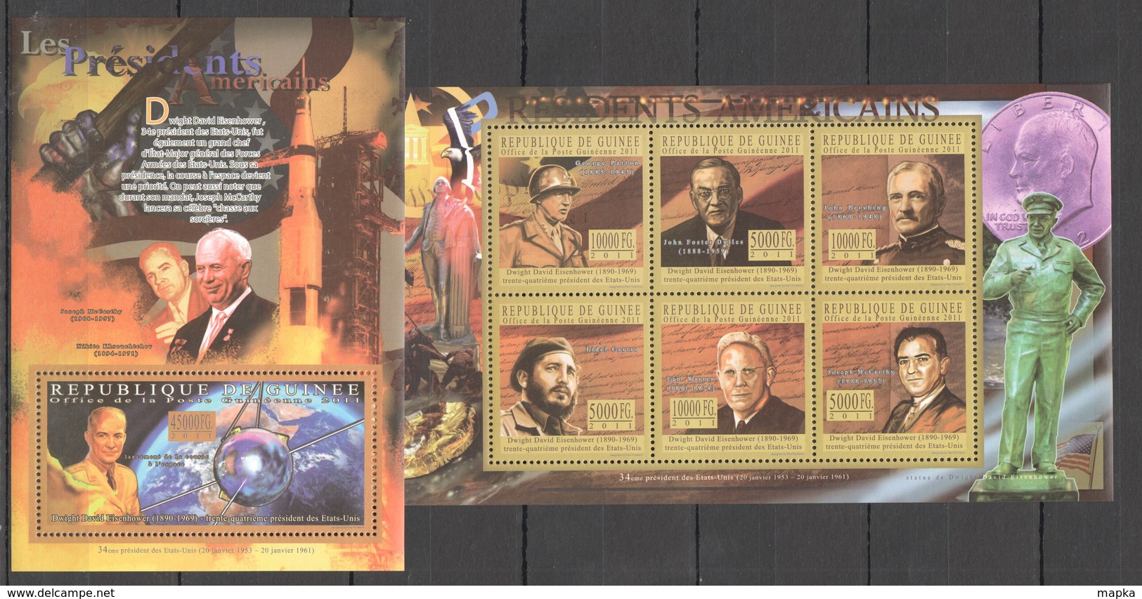 R038 2011 GUINEE GUINEA FAMOUS PEOPLE AMERICAN PRESIDENTS 34TH DWIGHT EISENHOWER KB+BL MNH - Autres & Non Classés