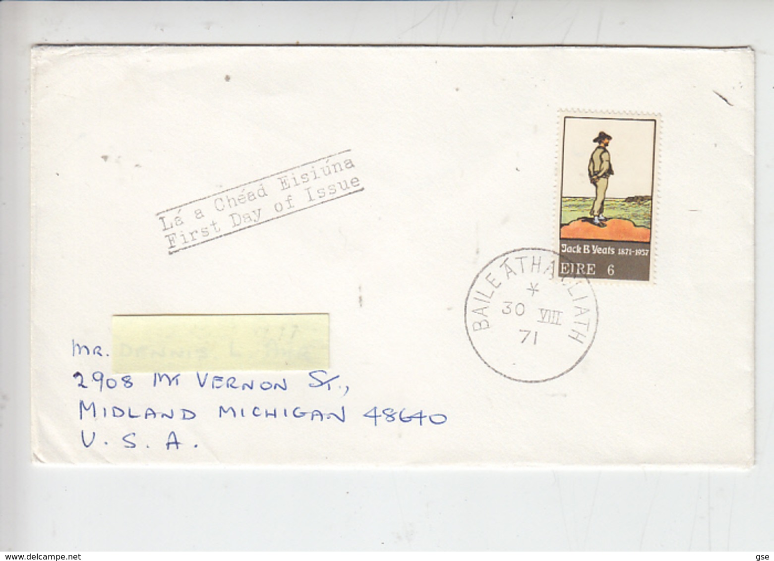 IRLANDA  1971 - Unificato  271 - Yeats - Arte - Pittura - FDC