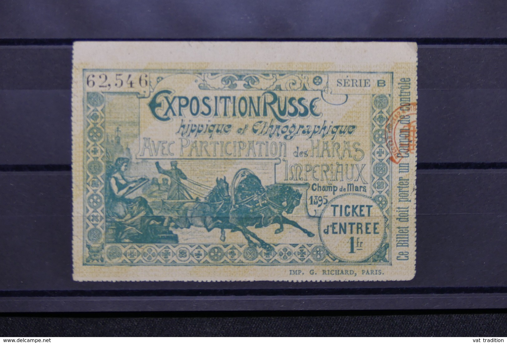 VIEUX PAPIERS - Ticket D 'entrée De L 'Exposition Russe Hippique Et Ethnographique En 1895 à Paris - L 31077 - Tickets D'entrée