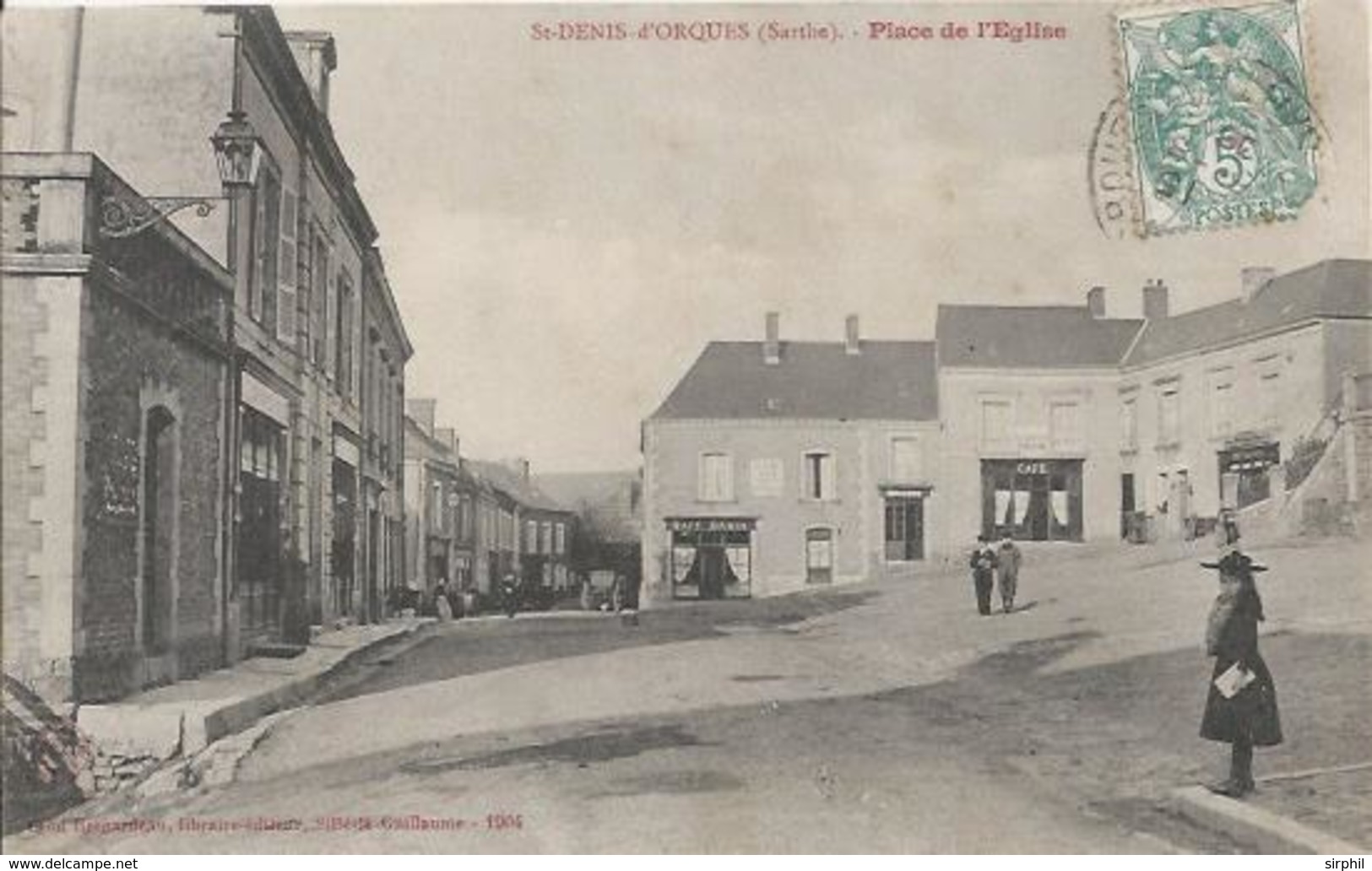 Carte Postale Ancienne De Saint Denis D'Orques Place De L'église - Autres & Non Classés