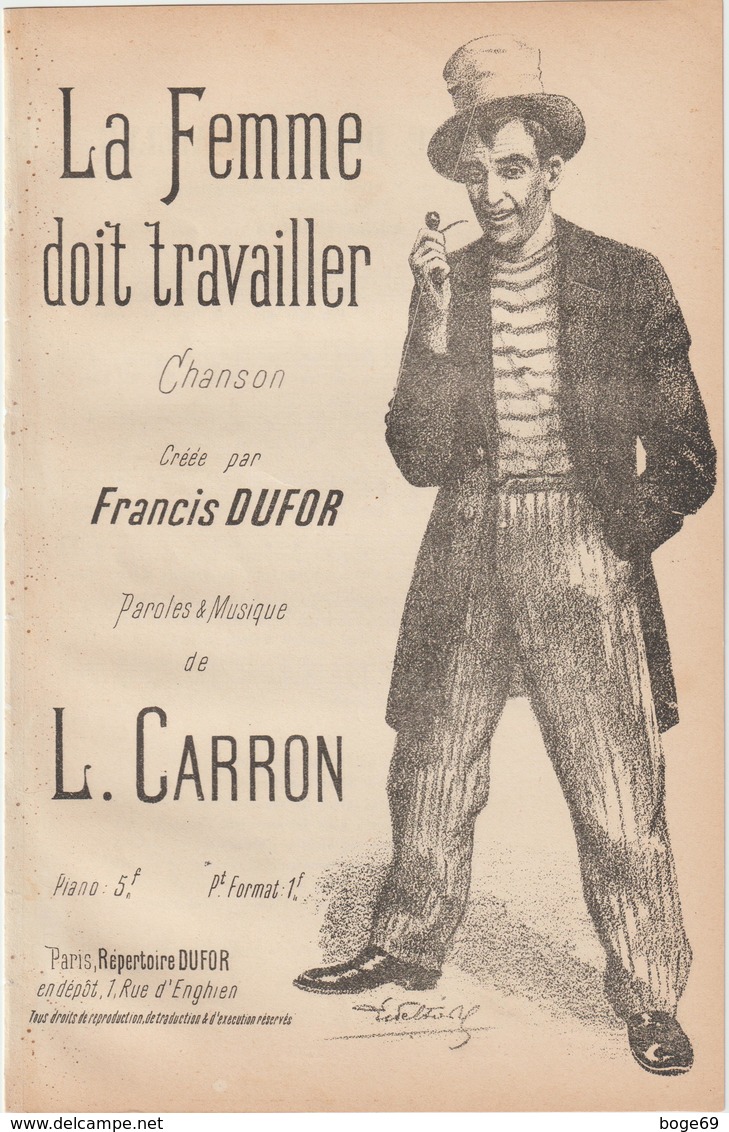 (GEO2) LA FEMME DOIT TRAVAILLER , FRANCIS DUFOR , Paroles Et Musique L CARRON - Scores & Partitions