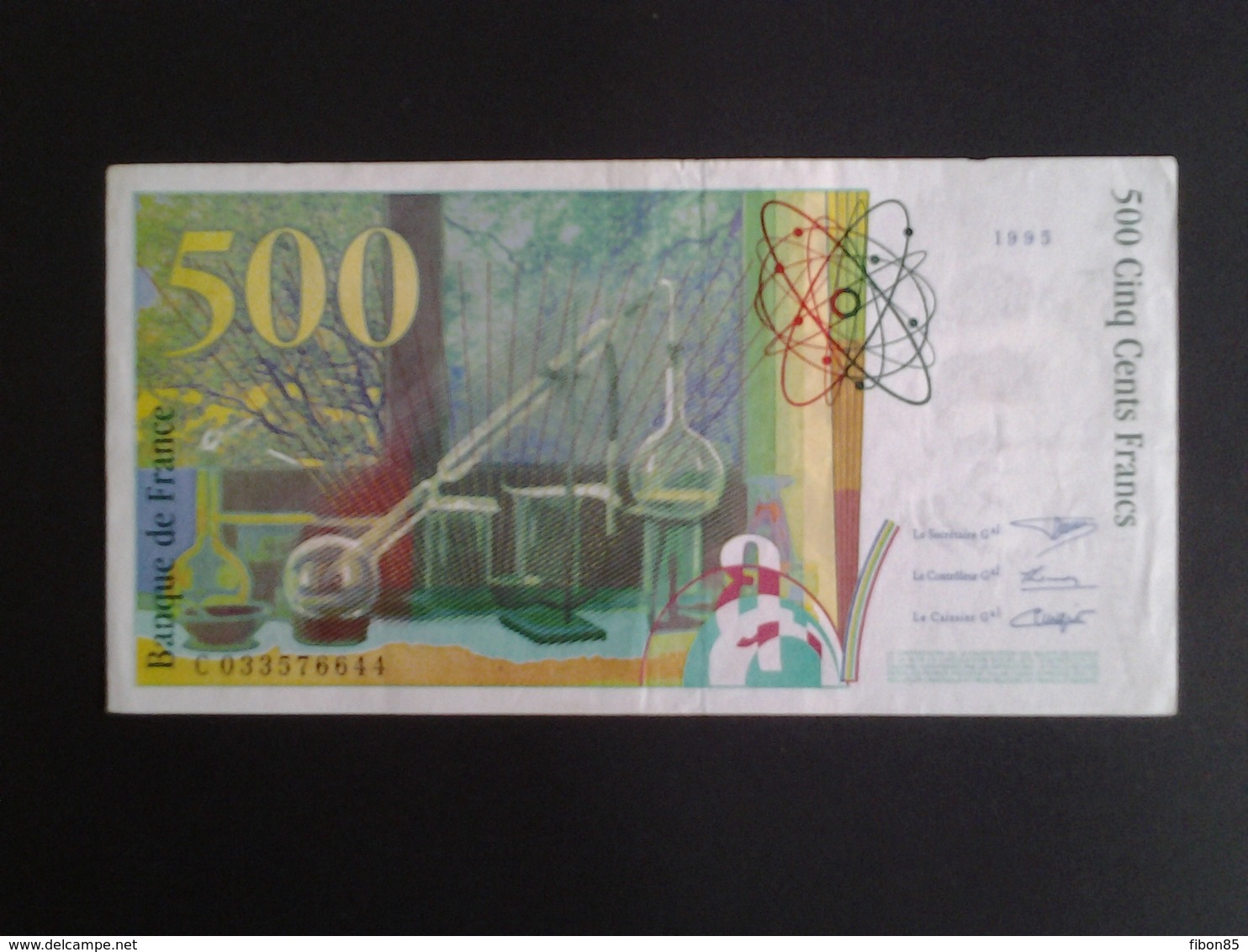 500 F PIERRE ET MARIE -CURIE 1995 FAUTÉ SYMBOLE DU RADIUM DÉCALÉ RARE - 500 F 1994-2000 ''Pierre En Marie Curie''