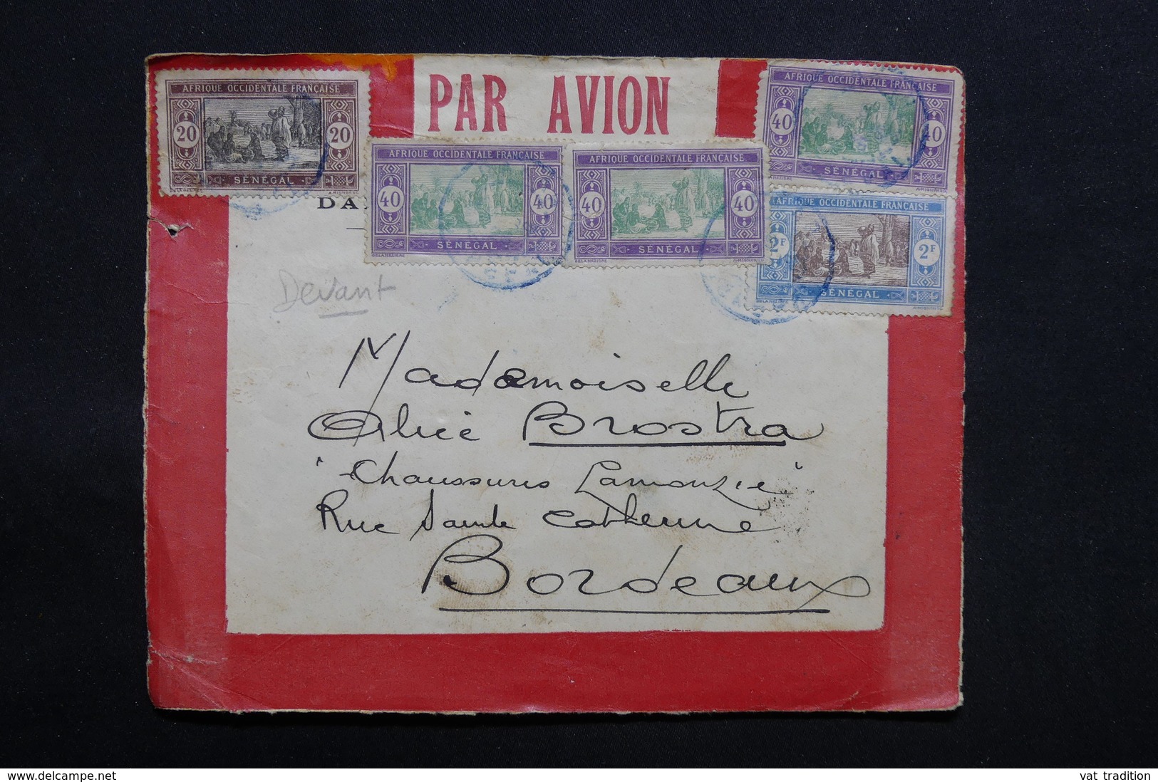 SÉNÉGAL - Enveloppe Latécoère ( Devant ) De Dakar Pour Bordeaux Par Avion , Affranchissement Plaisant - L 31125 - Lettres & Documents