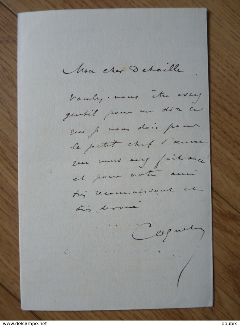 COQUELIN Dit Aîné (1841-1909) Acteur CYRANO De BERGERAC. Comédie Française. Théâtre. AUTOGRAPHE à Edouard Detaille - Altri & Non Classificati