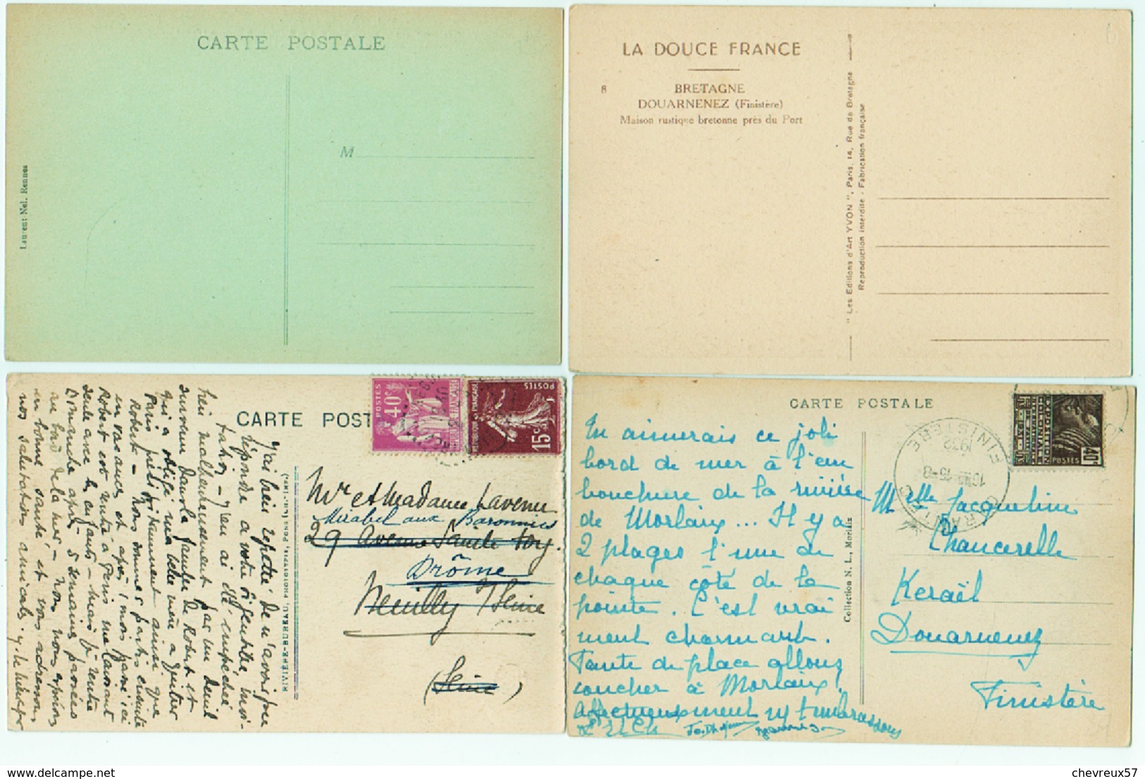 VILLES ET VILLAGES DE FRANCE - LOT 32 - 40 cartes anciennes - Bretagne et divers- à voir