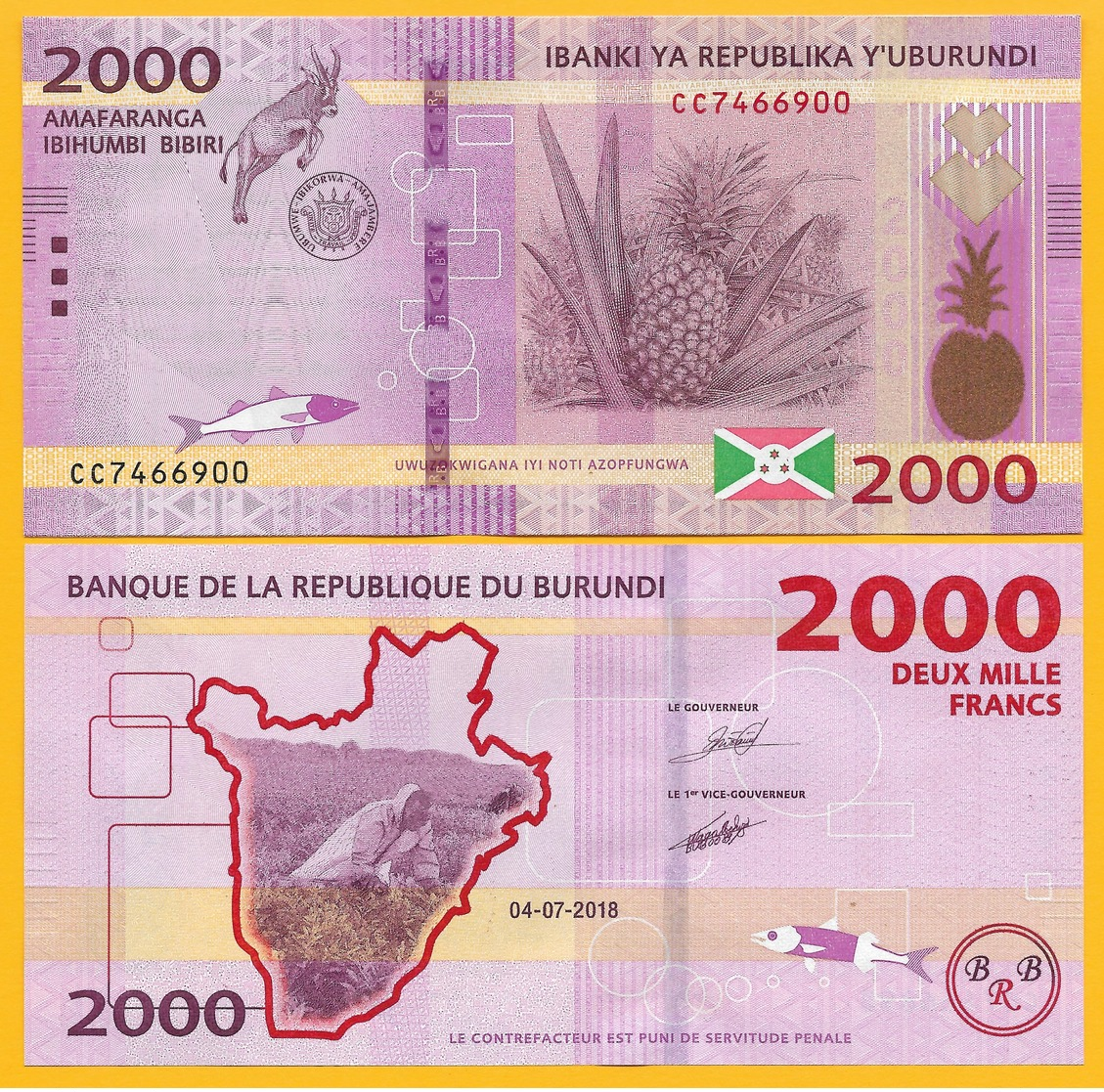 Burundi 2000 Francs P-new 2018 (2019) New Date & Features UNC Banknote - Burundi