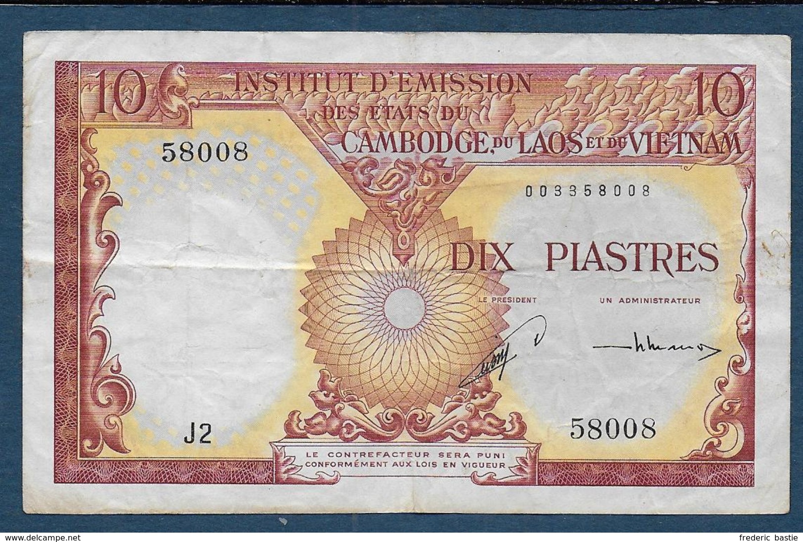 INDOCHINE - Billet De 10 Piastres - Indochine