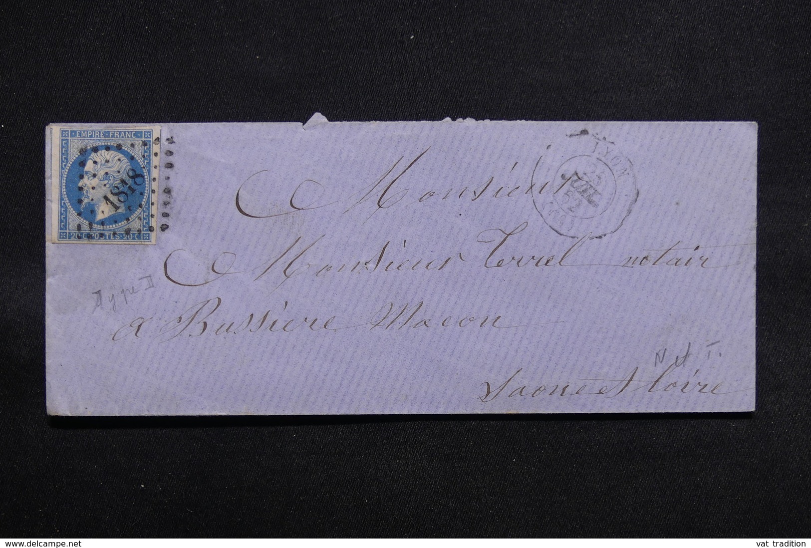 FRANCE - Enveloppe De Lyon Pour Bussière Macon En 1862 , Affranchissement Napoléon - L 31171 - 1849-1876: Periodo Clásico