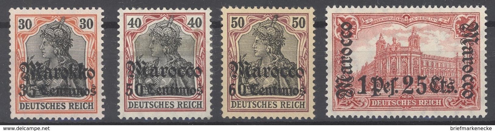 Deutsche Post Marokko Mi.Nr. 39-41 Und 43 Aus 1906 Ungebraucht * (27435) - Maroc (bureaux)