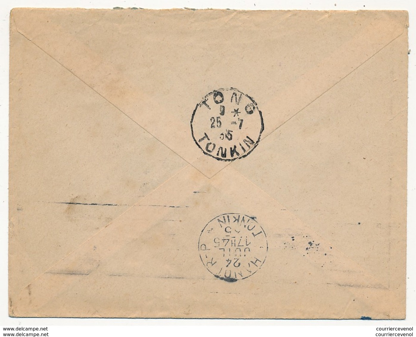 INDOCHINE - Enveloppe (entier 5c) Oblitérée "Qui-Nhon à Hanoi" 24-7-1935 (Ferroviaire Ambulant/Convoyeur) - Lettres & Documents
