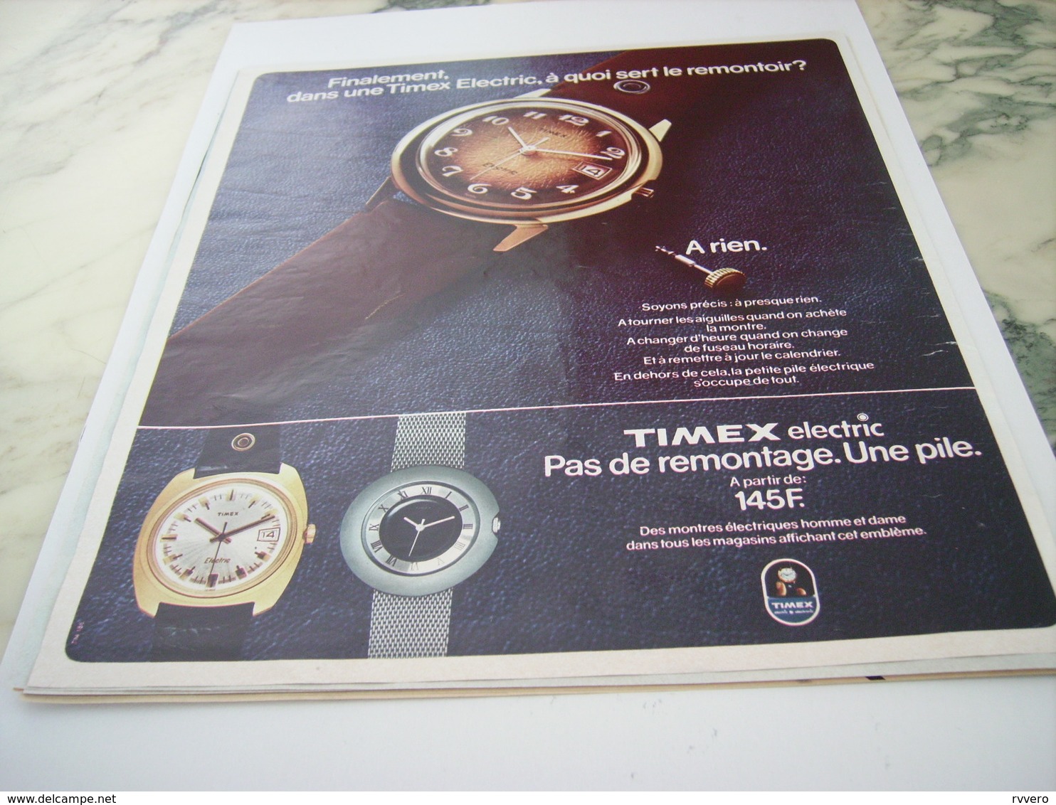 ANCIENNE PUBLICITE MONTRE ELECTRIQUE TIMEX 1975 - Other & Unclassified