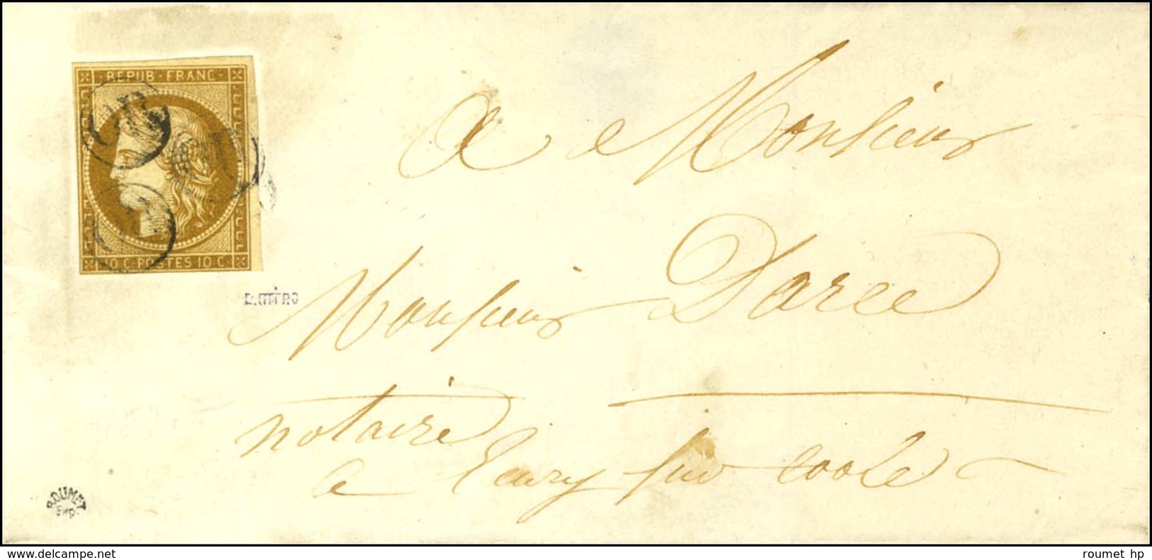 OR (3 Frappes) / N° 1 Sur Devant De Lettre Locale. - TB. - R. - 1849-1850 Ceres