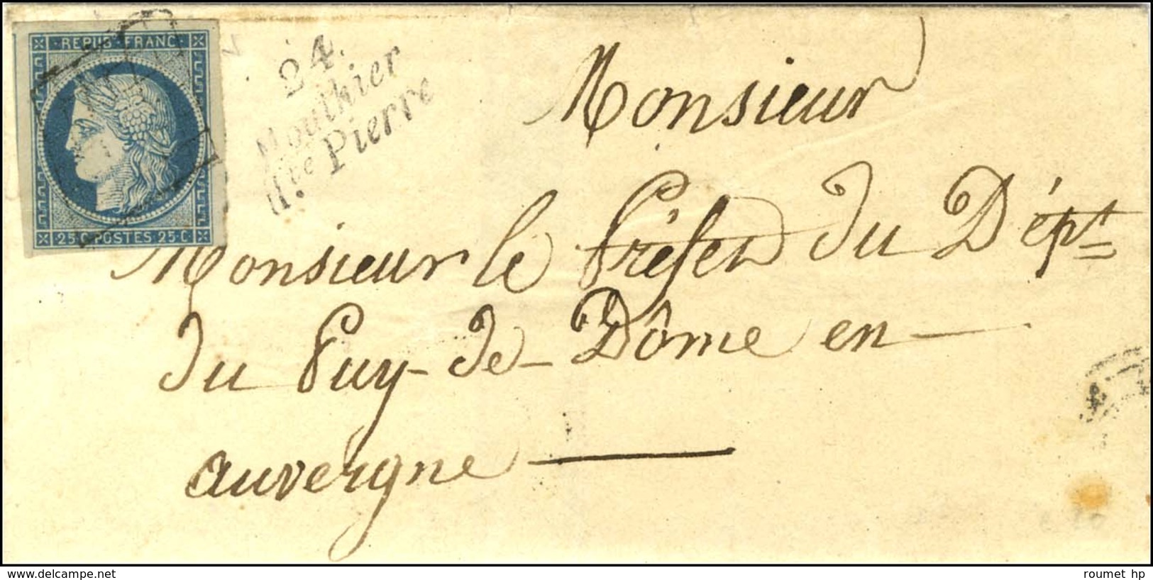 Grille / N° 4 Cursive 24 / Mouthier / Hte-Pierre. 1851. - TB / SUP. - R. - 1849-1850 Ceres