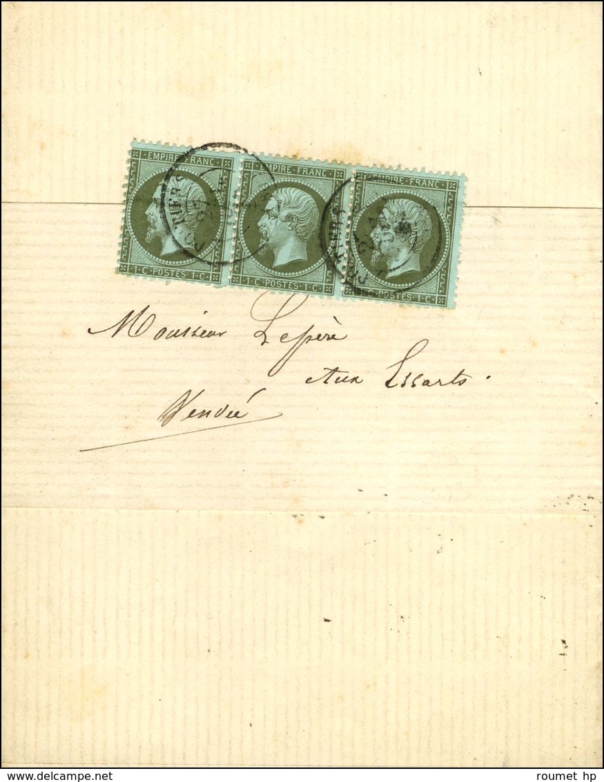 Càd T 15 POITIERS (80) / N° 19 Bande De 3 Sur Imprimé Complet Pour Les Essarts. 1866. - TB / SUP. - 1862 Napoleon III