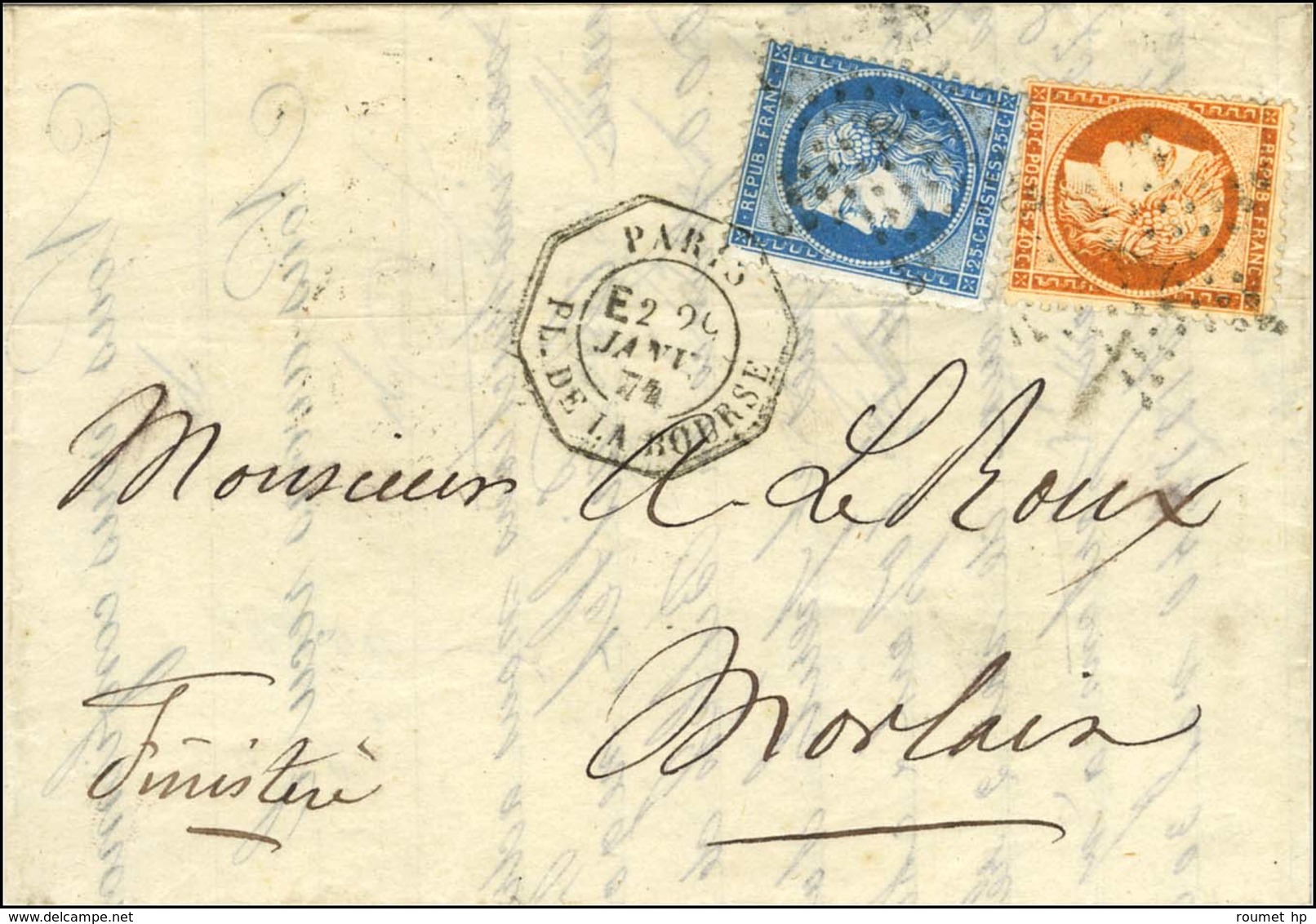 Etoile 1 / N° 38 + 60 Càd Octo De Lev Ex PARIS / PL. DE LA BOURSE E2. 1874. - SUP. - 1870 Siege Of Paris