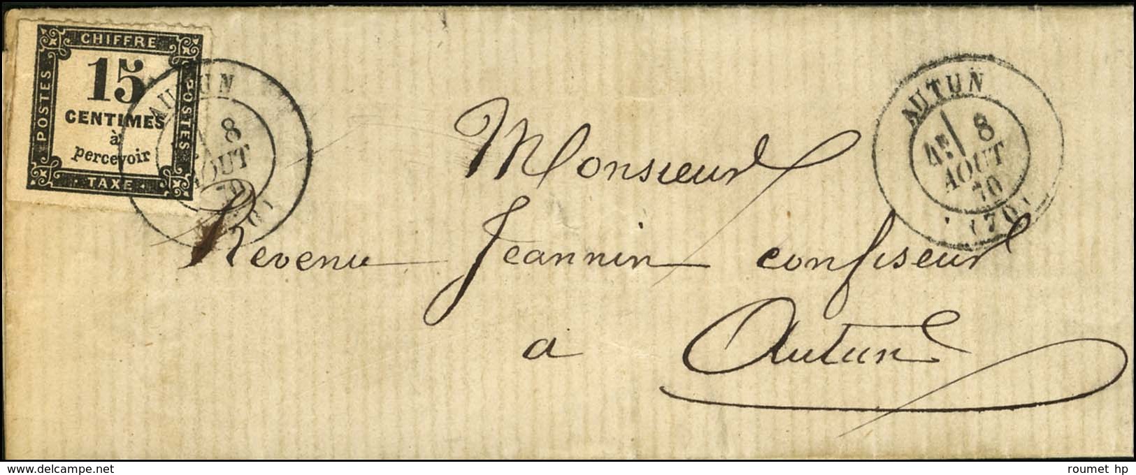 Càd T 17 AUTUN (70) / Timbre-taxe N° 3 Percé En Ligne. 1870. - TB / SUP. - R. - 1859-1959 Covers & Documents