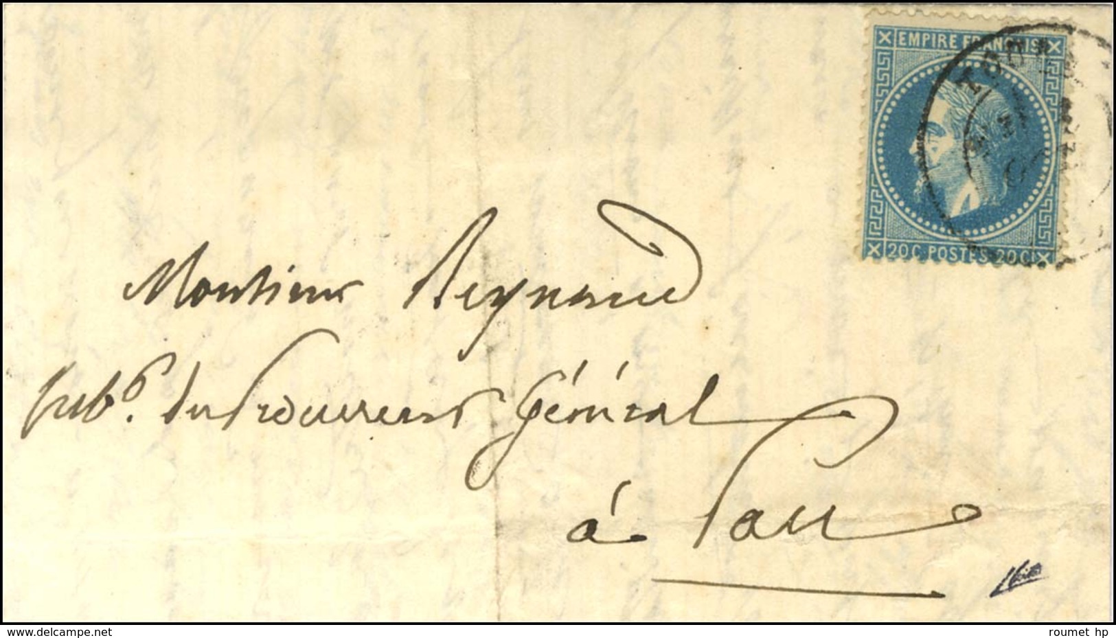 Lettre Avec Texte Daté De Paris Le 27 Septembre 1870 Pour Pau. Au Recto, Càd T 17 TOURS (36) 1 OCT. 70. Au Verso, Càd D' - Guerra Del 1870