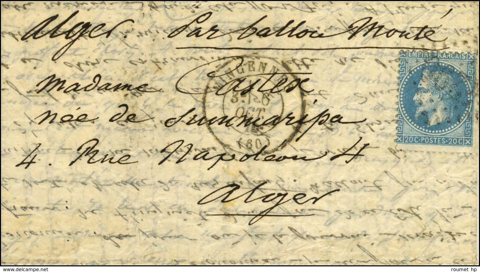 GC 4290 / N° 29 Càd T 17 VINCENNES (60) 6 OCT. 70 Sur Lettre Avec Très Bon Texte Historique Signée Du Général Castex Pou - War 1870