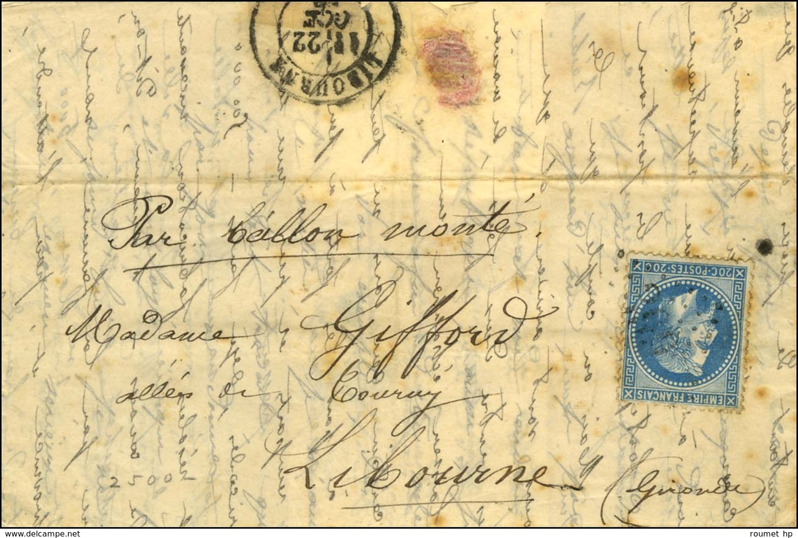 Lettre Avec Texte Daté De Paris Le 17 Octobre 1870 Pour Libourne. GC 3997 (Tours) / N° 29. Au Verso, Càd D'arrivée 22 OC - Oorlog 1870