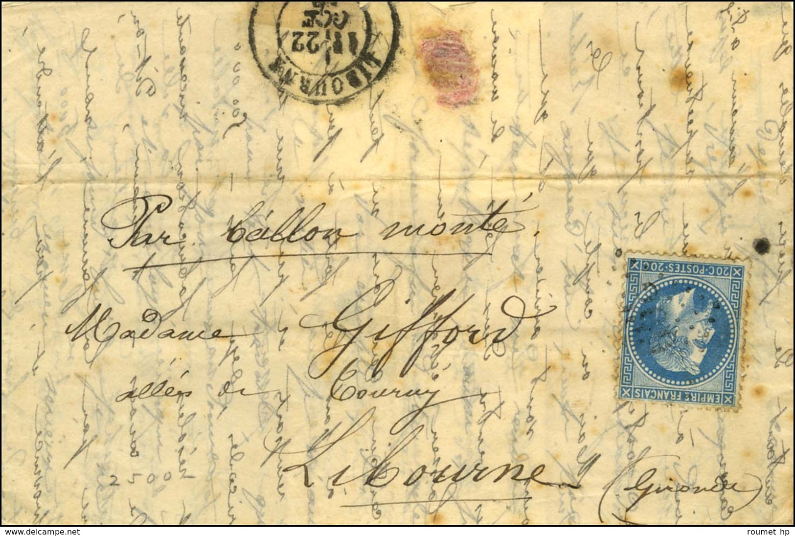 Lettre Avec Texte Daté De Paris Le 17 Octobre 1870 Pour Libourne. GC 3997 (Tours) / N° 29. Au Verso, Càd D'arrivée 22 OC - Guerra Del 1870