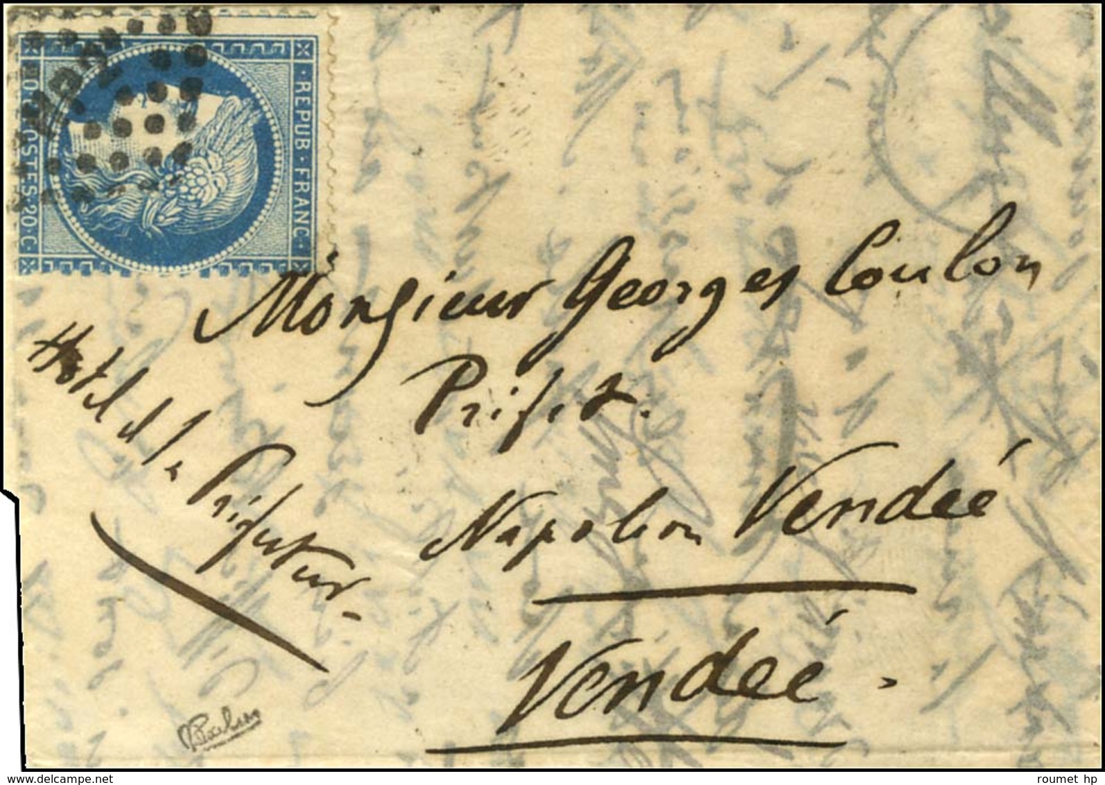Lettre Avec Texte Daté De Paris Le 21 Octobre 1870 Pour Napoléon Vendée, Au Recto Losange HP 2° (Paris Au Havre), Au Ver - Guerra De 1870