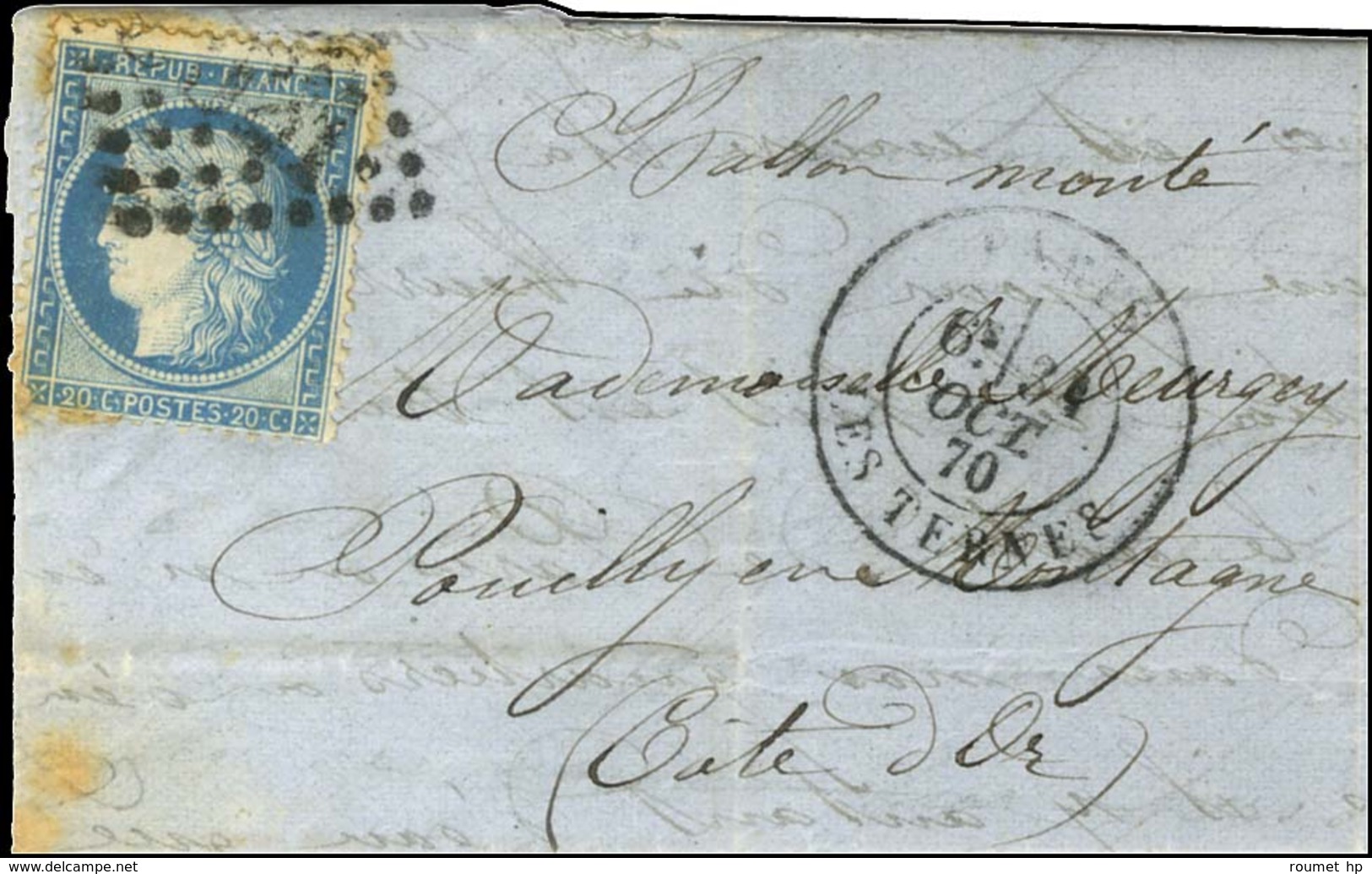 GC 3921 / N° 37 Càd PARIS / LES TERNES 31 OCT. 70 Sur Lettre Pour Pouilly En Montagne (Côte D'Or Zone Occupée) Sans Càd  - War 1870