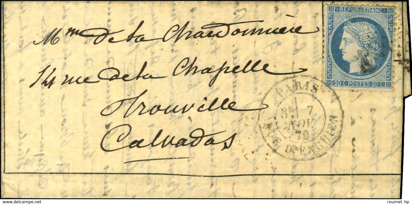 Etoile 4 / N° 37 Càd PARIS / RUE D'ENGHIEN 7 NOV. 70 Sur Gazette Des Absents N° 5 Pour Trouville. Au Verso, Càd D'arrivé - Oorlog 1870