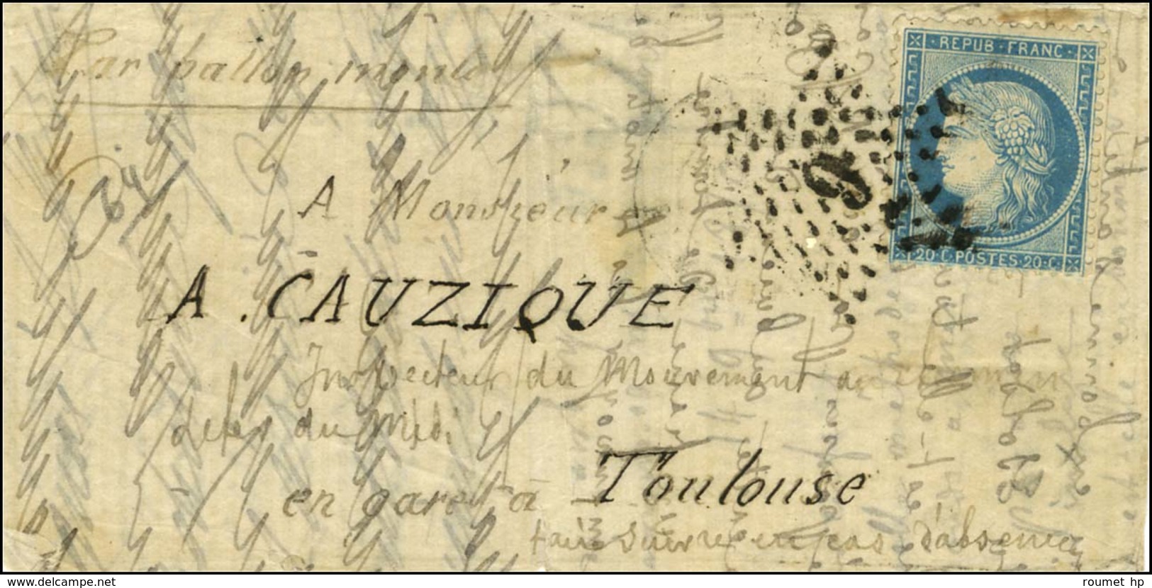 Etoile 9 / N° 37 Sur Lettre Avec Texte Daté Du 14 Novembre 1870 Pour Toulouse. Au Verso, Càd D'arrivée 28 NOV. 70. LE GE - Oorlog 1870