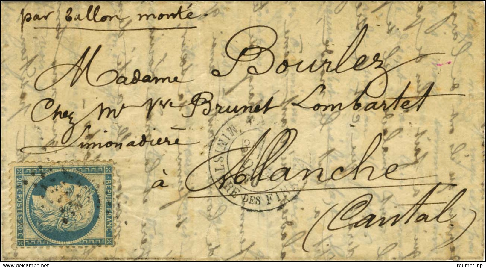 Etoile 35 / N° 37 Càd PARIS / MINISTERE DES FINANCES 17 DEC. 70 Sur Lettre Pour Allanche (Cantal). Au Verso, Càd De Pass - Guerra Del 1870
