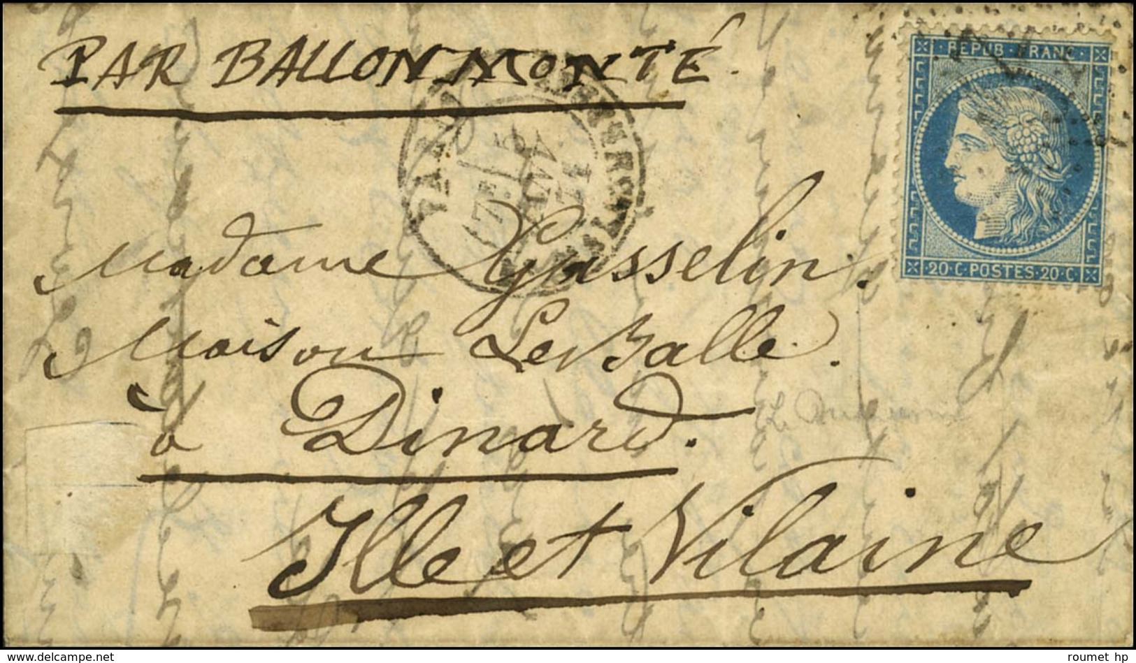 Etoile 37 / N° 37 Càd PARIS / BT MALESHERBES 5 JANV. 71 Sur Lettre Pour Dinard. Au Verso, Càd D'arrivée 18 JANV. 71. LE  - Guerra Del 1870