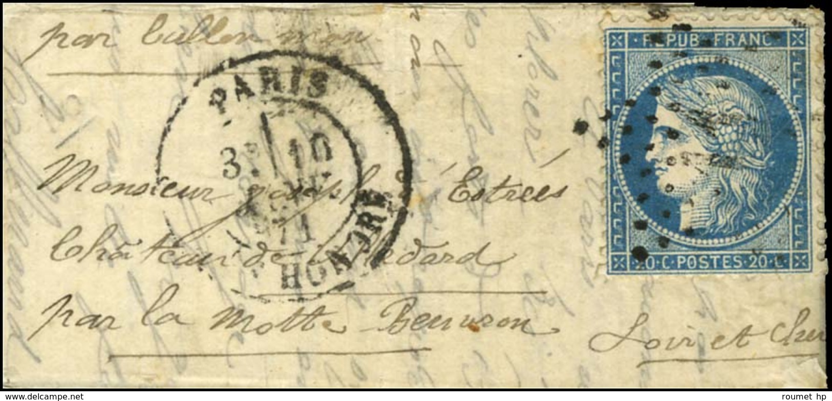 Etoile 11 / N° 37 Càd PARIS / R. ST HONORE 10 JANV. 71 Sur Lettre Avec Texte Daté De Montrouge Le 10 Janvier 1871 Pour L - Guerra De 1870