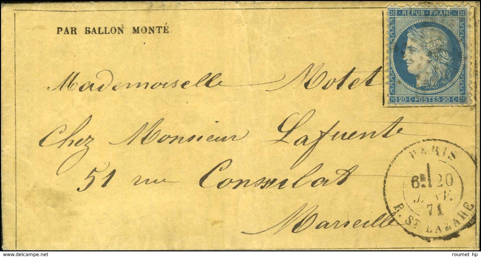 Etoile 2 / N° 37 Càd PARIS / R. ST LAZARE 20 JANV. 71 Sur Gazette Des Absents N° 29 Avec La Partie Lettre Journal Non éc - Oorlog 1870