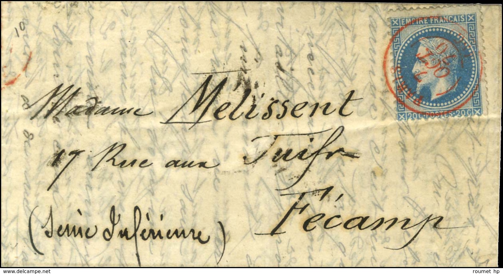 Càd Rouge PARIS SC 7 OCT. 70 / N° 29 Sur Lettre Pour Fécamp. Au Verso, Càd D'arrivée 14 OCT. 70, 3ème Jour Du Cachet PAR - Oorlog 1870