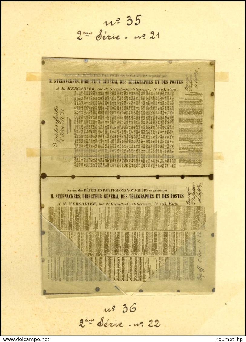Lot De 2 Pigeongrammes. Dépêche Officielle 2ème Série N° 21 Et 22. - TB. - War 1870