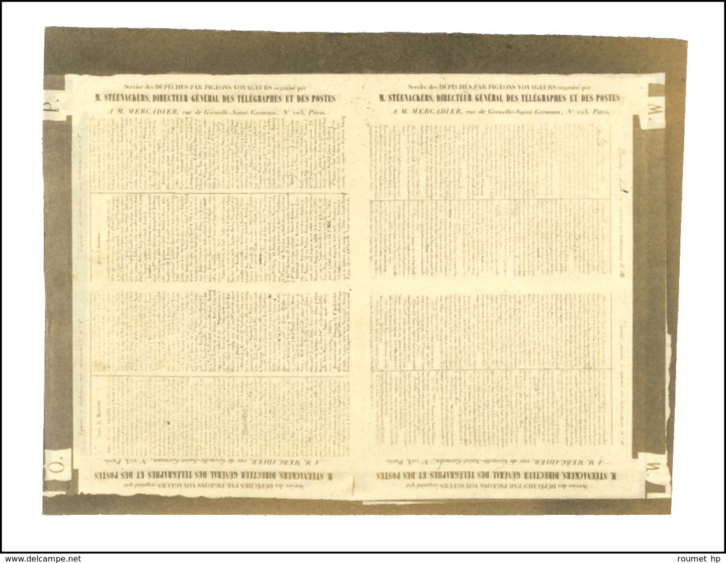 Pigeongrammes Recto Verso. Dépêche Privée à Distribuer Aux Destinataires M, N, O Et P. - TB. - Guerra De 1870