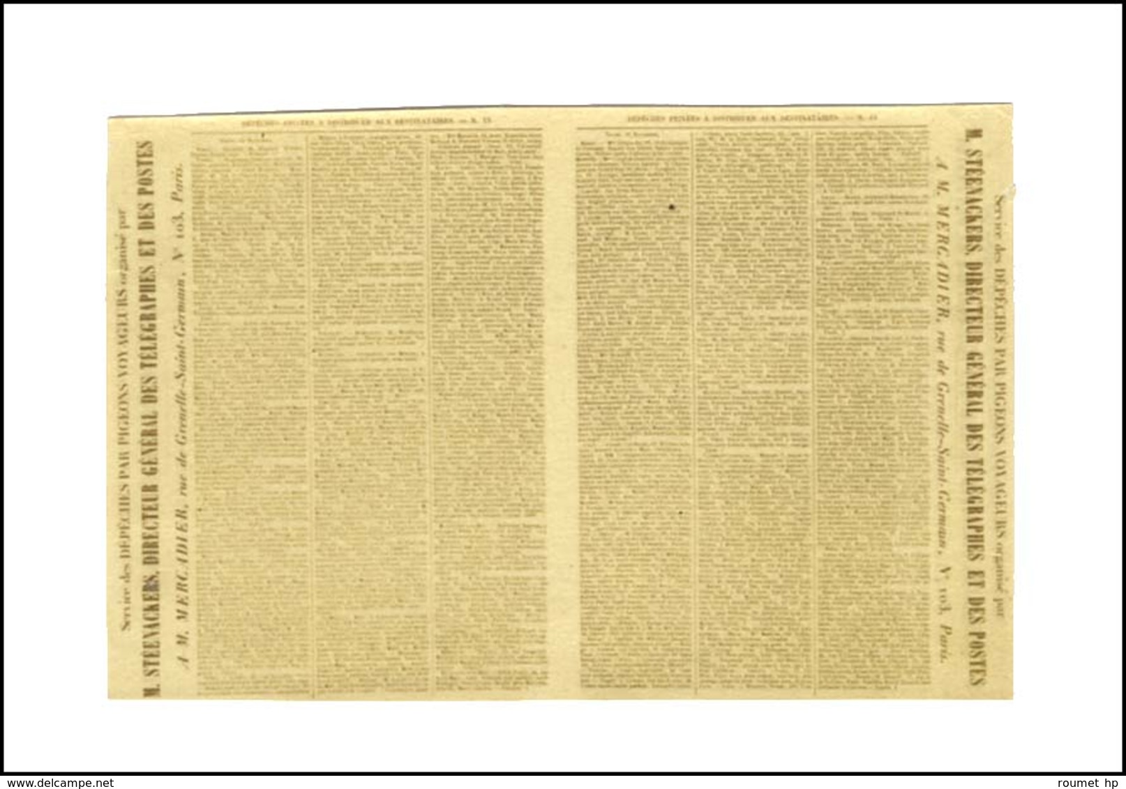 Pigeongrammes Recto Verso. Dépêche Privée à Distribuer Aux Destinataires N° 15 Et 16 (recto), N° 17 Et 18 (verso). - TB. - War 1870