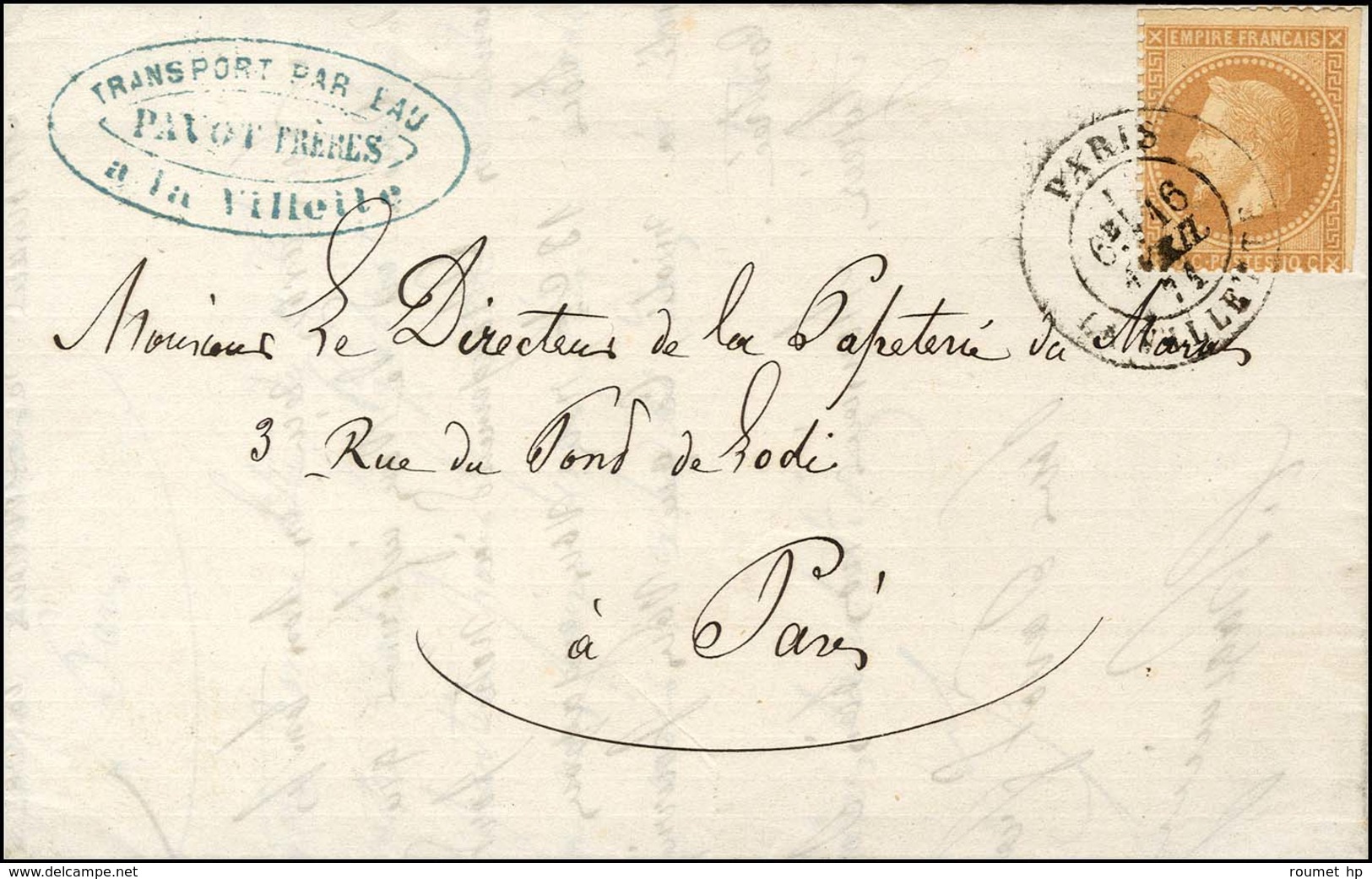 Càd PARIS / LA VILLETTE 16 AVRIL 71 / N° 28 Sur Lettre Avec Bel En-tête Des Bateaux à Vapeur Pour Paris. - SUP. - R. - Oorlog 1870