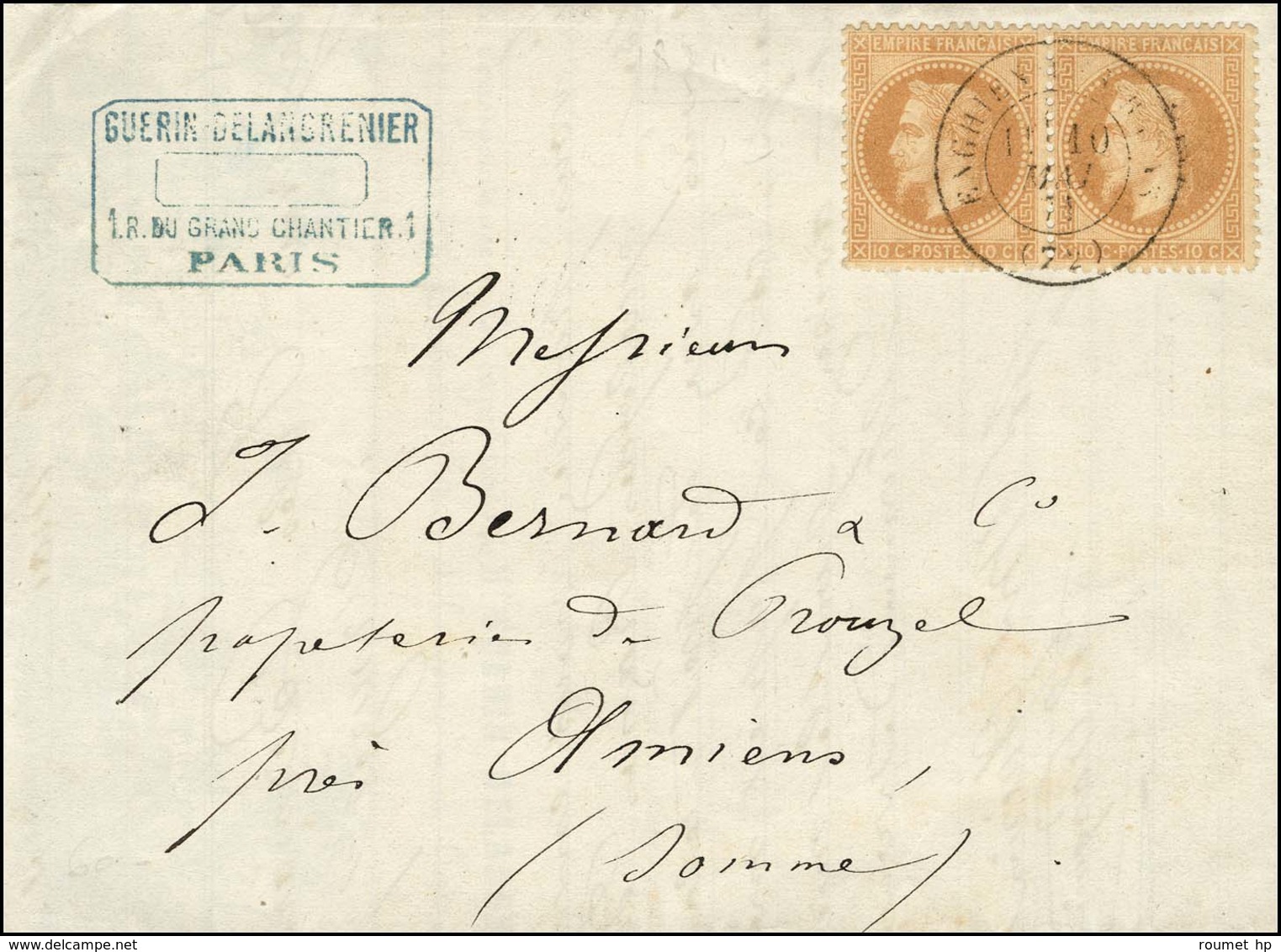 Lettre Avec Texte Et Bel En-tête Illustré Datée De Paris Le 6 Mai 1871 Pour Amiens Remise Par Un Passeur Au Bureau D'Eng - War 1870
