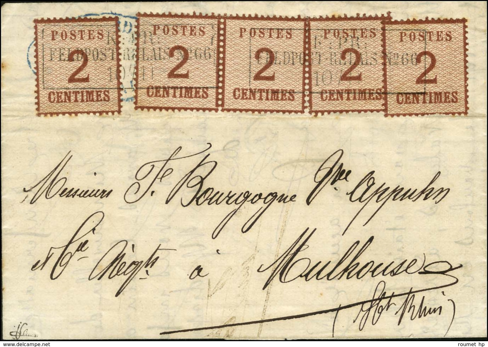 Cachet Encadré K:PR / FELDPOST-RELAIS N°66 / Als. N° 2 (5) Sur Lettre Pour Mulhouse. 1870. - SUP. - R. - Covers & Documents