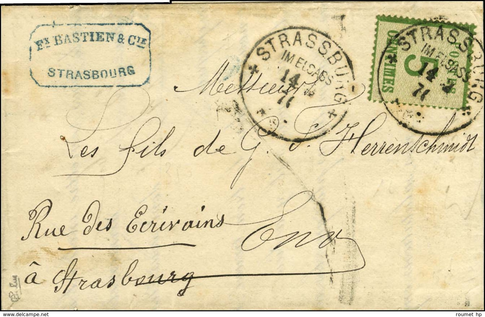 Càd STRASSBURG / Als. N° 4 Sur Lettre Locale. 1871. - TB. - Covers & Documents