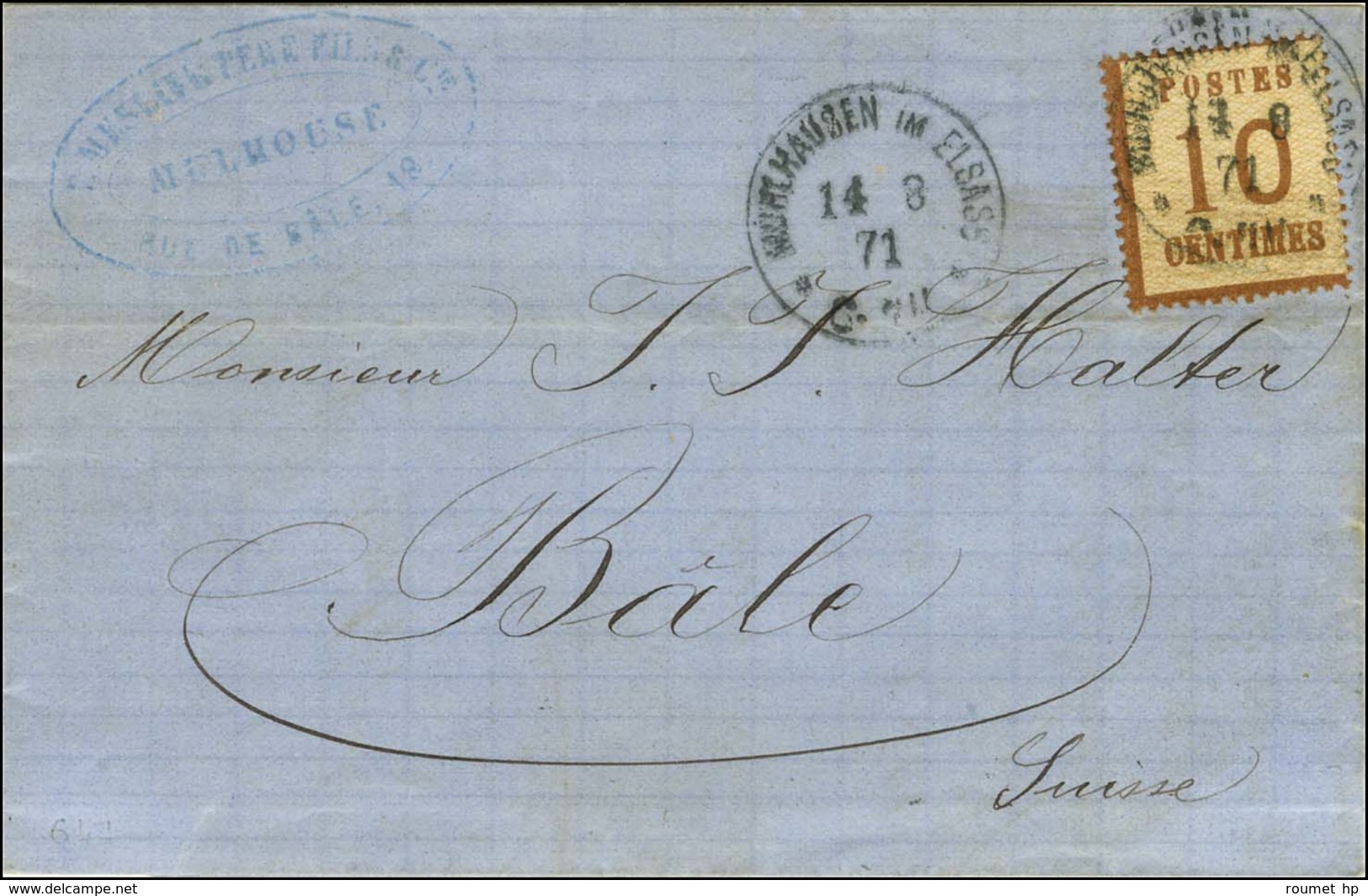 Càd MULHAUSEN IM ELSASS / Als. N° 5 Sur Lettre Au Tarif Frontalier Pour Bâle. 1871. - TB. - Brieven En Documenten