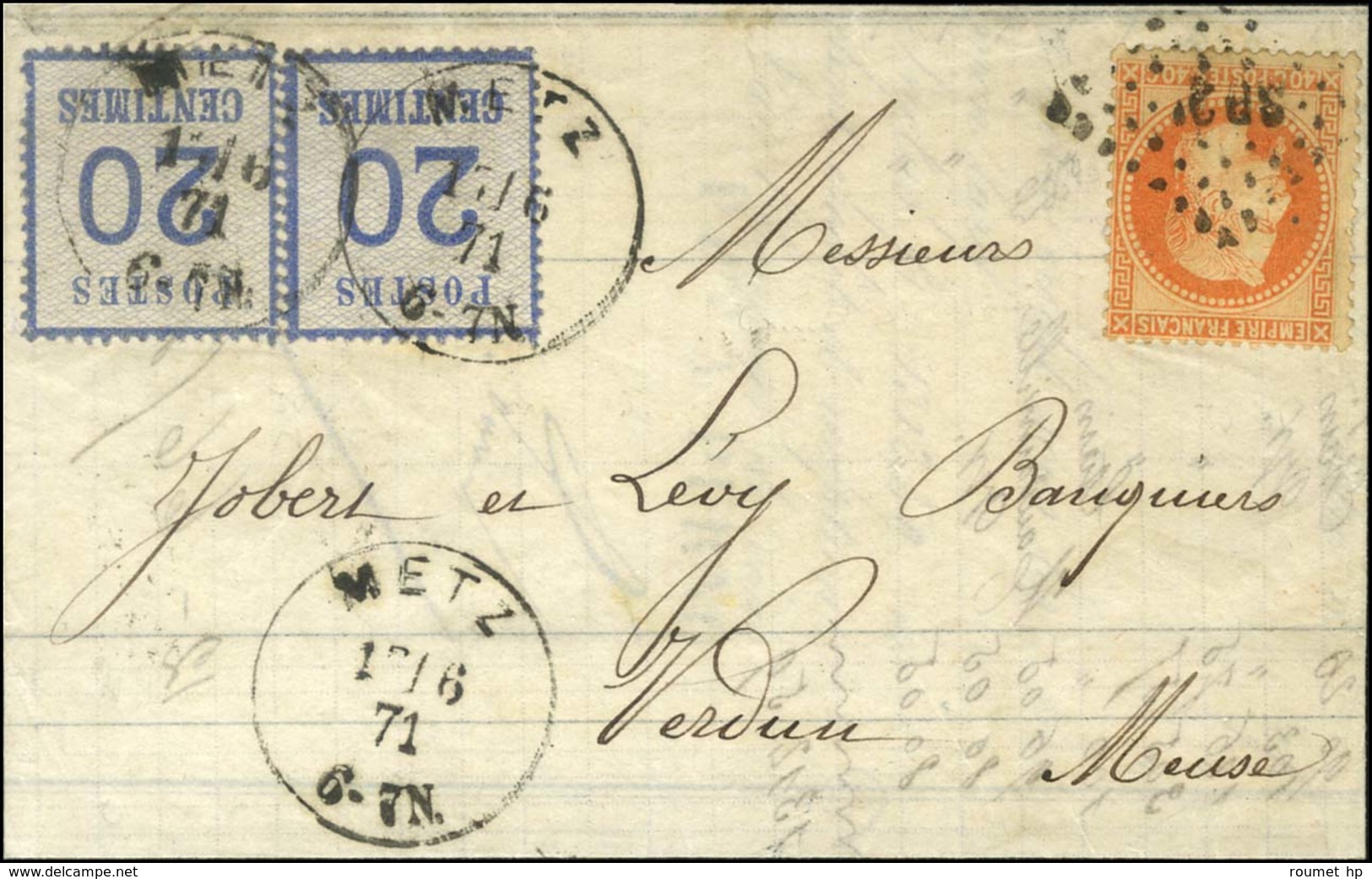 Càd METZ / Als. N° 6 Paire + Losange SP 2° / N° 31 Sur Lettre 2 Ports En Affranchissement Mixte Pour Verdun. 1871. - TB  - Covers & Documents