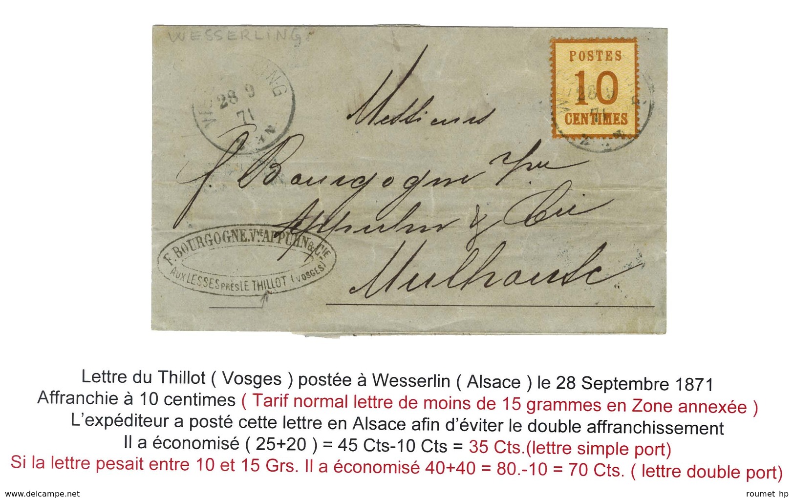 Càd WESSERLING 28 9 71 / Als. N° 5 Sur Lettre Avec Texte Daté Du Thillot Pour Mulhouse. L'expéditeur A Posté Cette Lettr - Covers & Documents