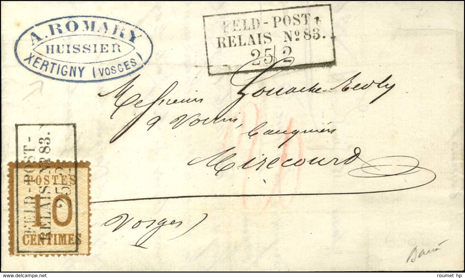 FELD-POST / RELAIS N°83 (durée 2 Semaines) / Als. N° 5 Sur Lettre Avec Texte Daté De Xertigny Le 24 Février 1871 Pour Mi - Oorlog 1870