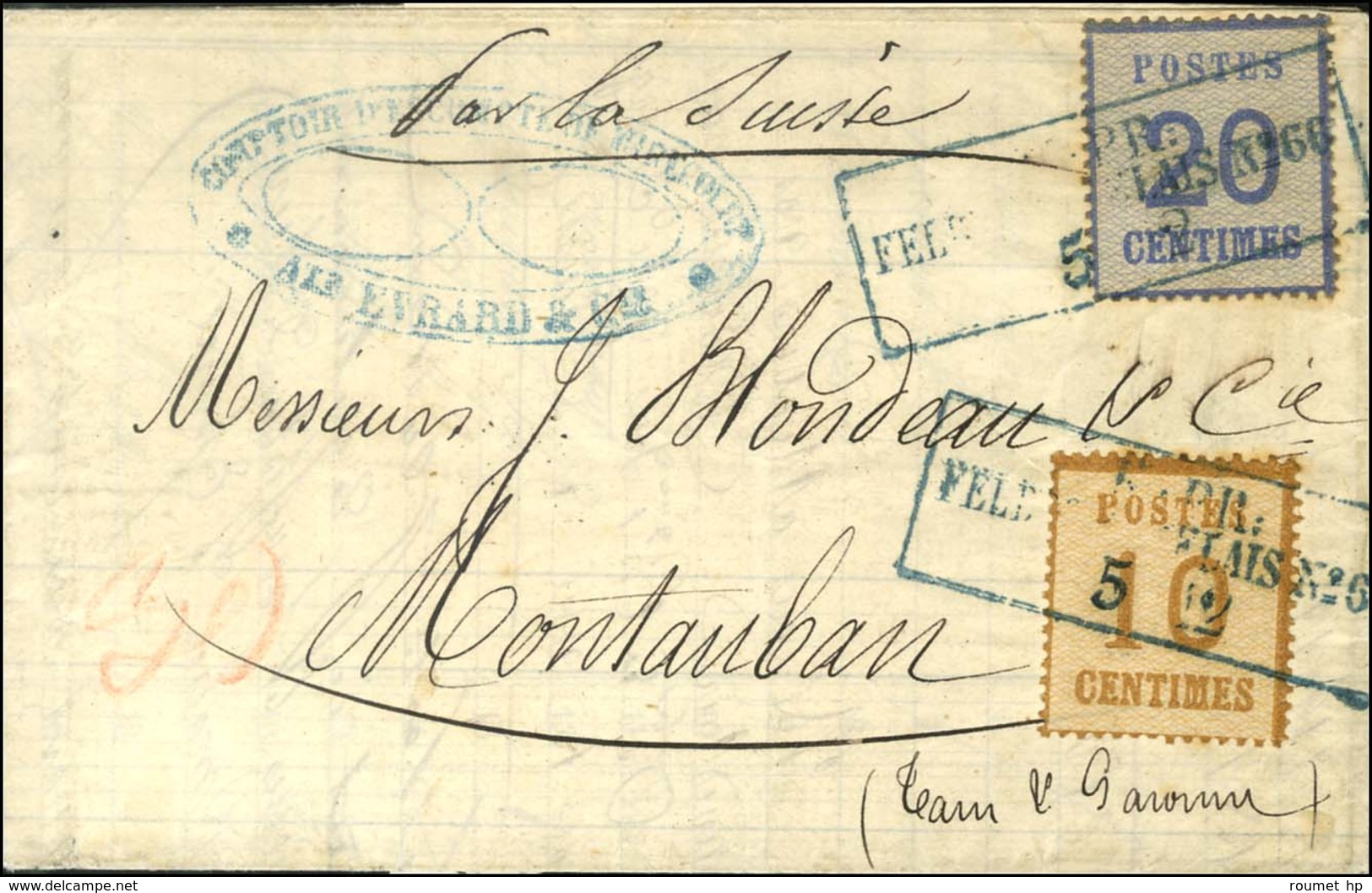 Cachet Encadré Bleu K:PR / FELDPOST-RELAIS N°66 / Als. N° 5 + 6 Sur Lettre Avec Texte Daté De Mirecourt Le 65 Décembre 1 - Guerra Del 1870