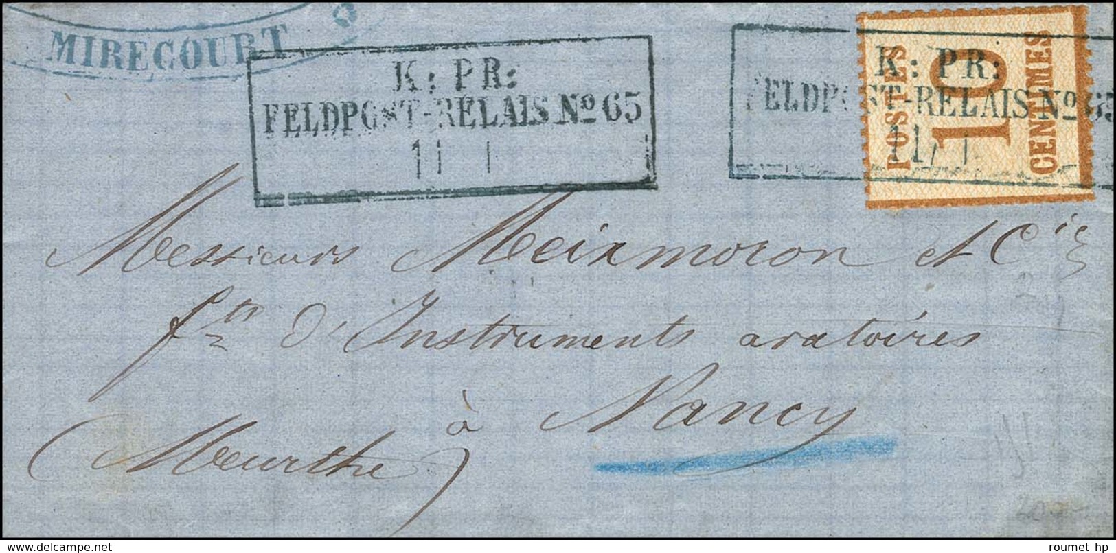 Cachet De Fortune Bleu * MIRECOURT * Sur Lettre Avec Texte Daté Du 16 Janvier 1871 Pour Nancy. Als. N° 5 Obl Cachet Bleu - War 1870