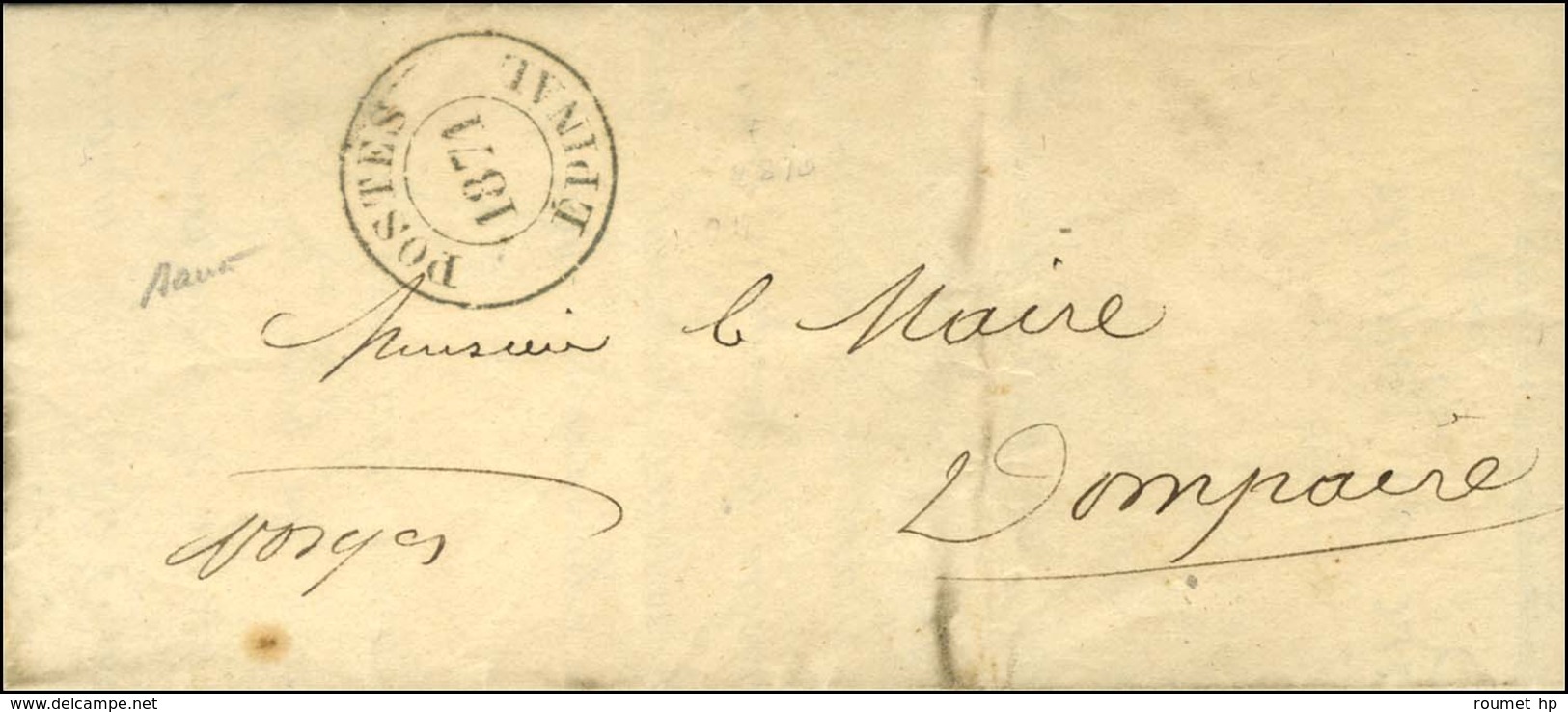 Cachet Provisoire POSTES / 1871 / EPINAL Sur Lettre Avec Texte Daté Le 13 Février 1871 Adressée En Franchise Au Maire De - War 1870