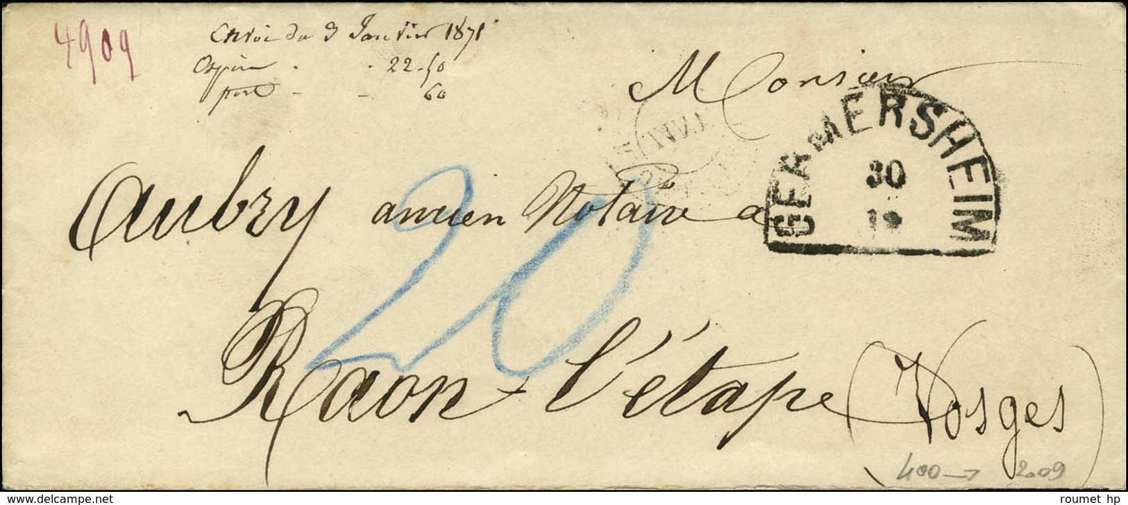 Cachet Télégraphique RAON-L'ETAPE / * JANV Au Verso D'une Lettre Adressée Par Un Prisonnier De Guerre En Bavière. - TB / - Guerra Del 1870