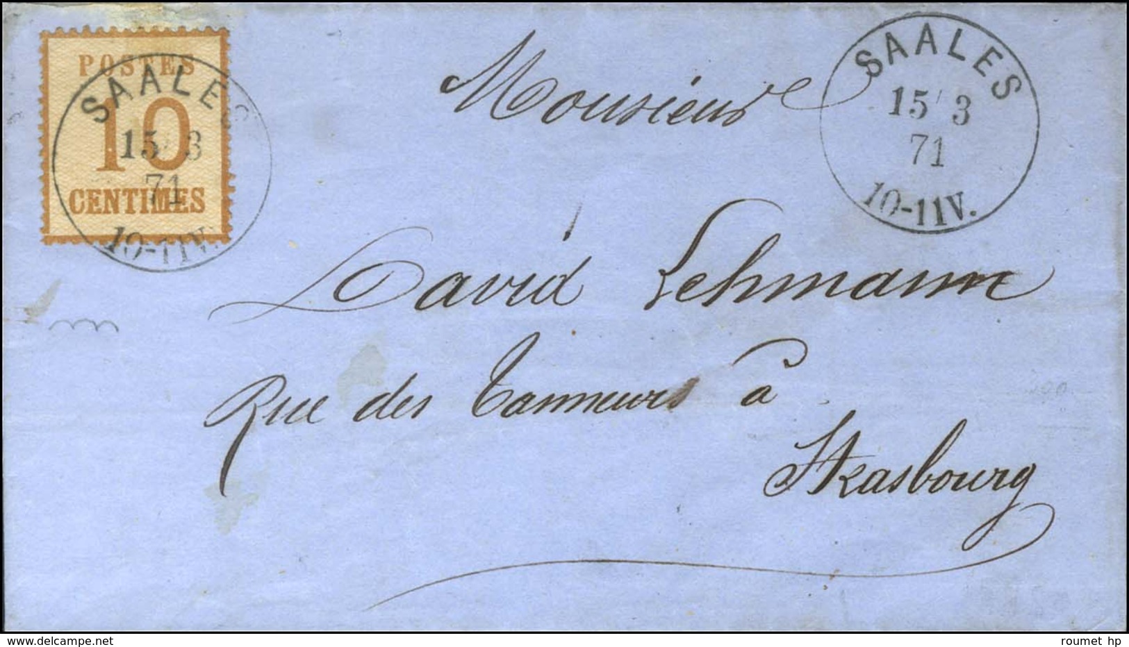 Càd SAALES / Alsace N° 5 Sur Lettre Pour Strasbourg. 1871. - SUP. - War 1870