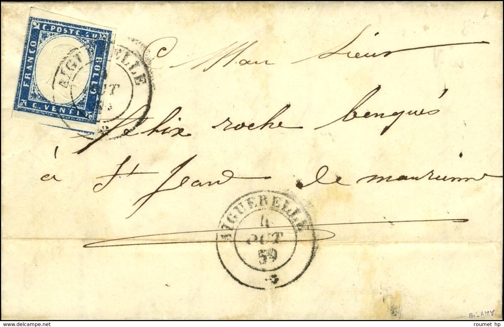 Càd AIGUEBELLE / * / Sardaigne N° 12 Sur Lettre Pour St Jean De Maurienne. 1859. - TB. - 1849-1876: Klassieke Periode